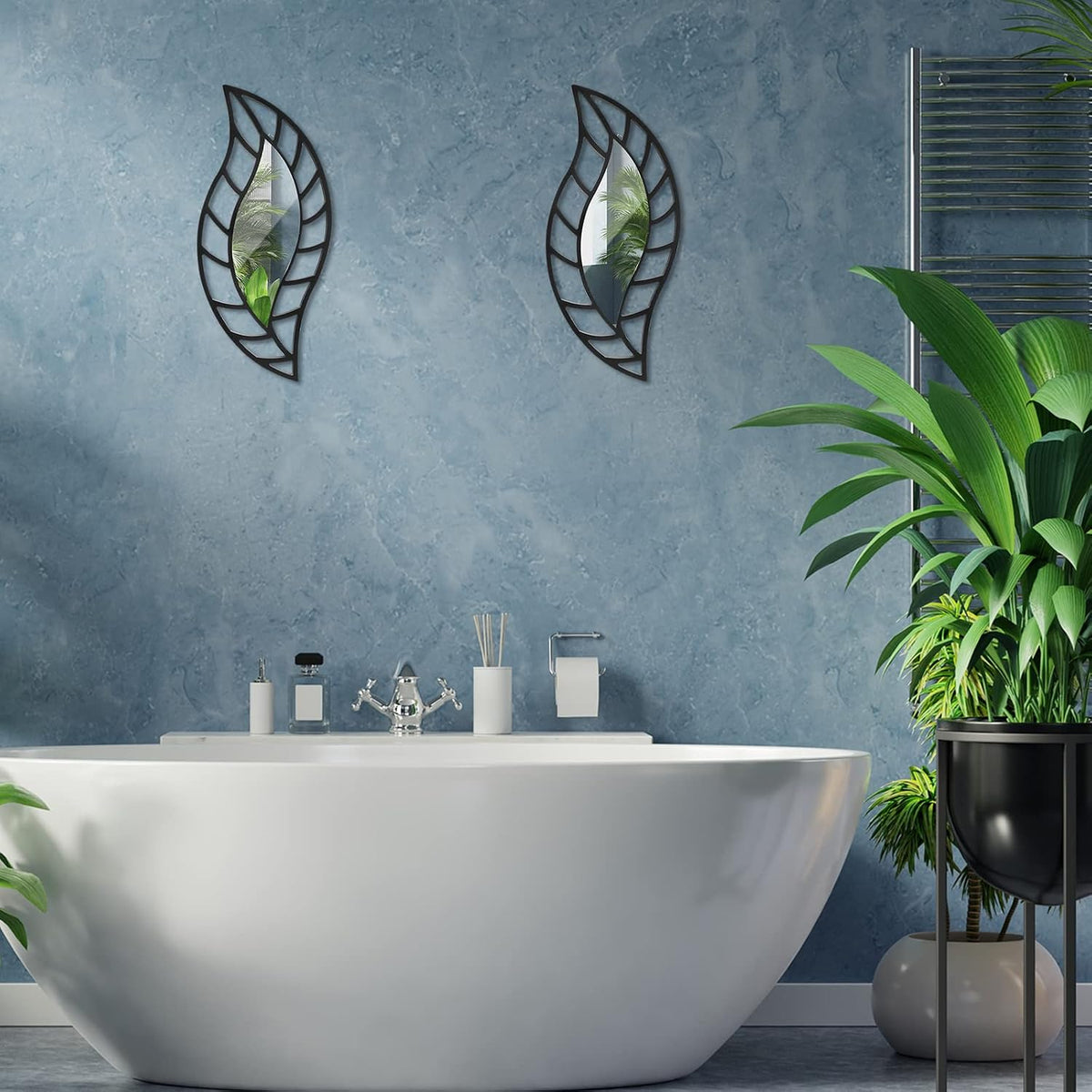 Roowest 2 Pcs Decorative Mirror Wall Decor, Black