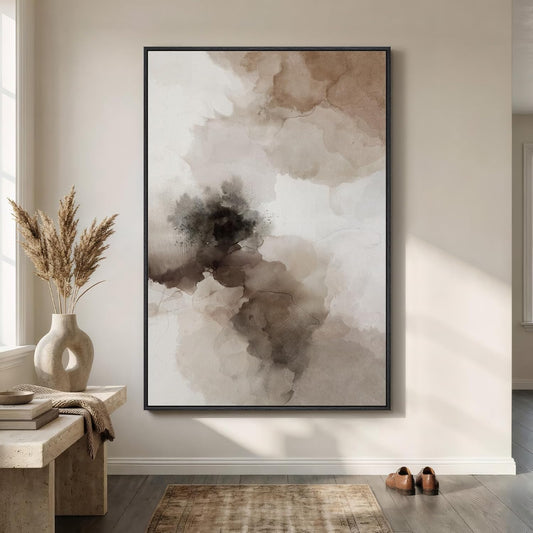 Extra Large Framed Brown Beige Abstract Wall Art for Living Room, 40x60 In