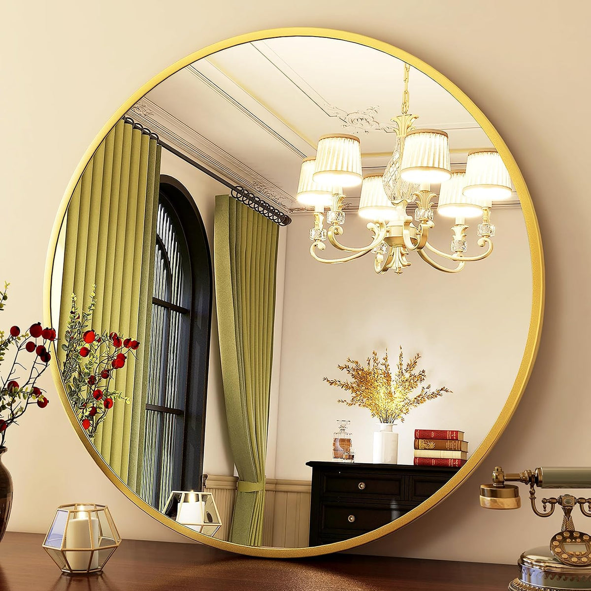 HARRITPURE Round Mirror 30 Gold Wall Mounted Circle Mirrors