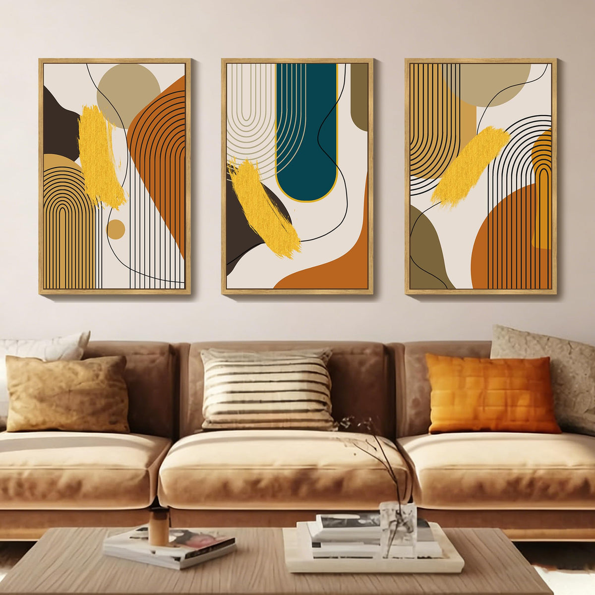 PHOPAGO Minimalist Abstract Framed Wall Art 11x14in Natural Framed