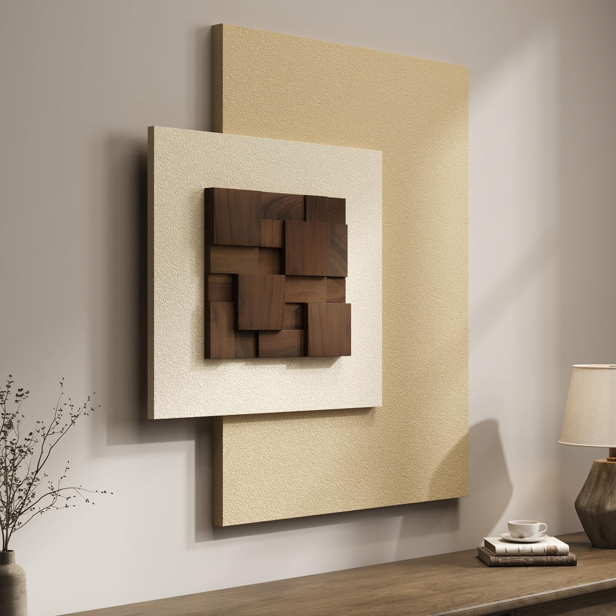 Large Framed Blue Abstract Wall Art for Living Room, Modern 3D Artwork