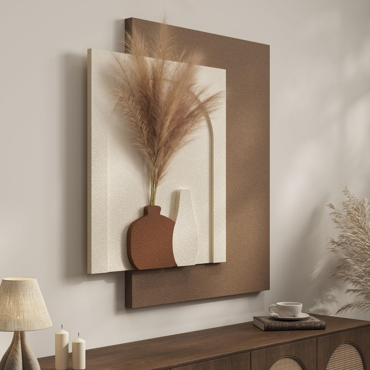 Large Framed Blue Abstract Wall Art for Living Room, Modern 3D Artwork