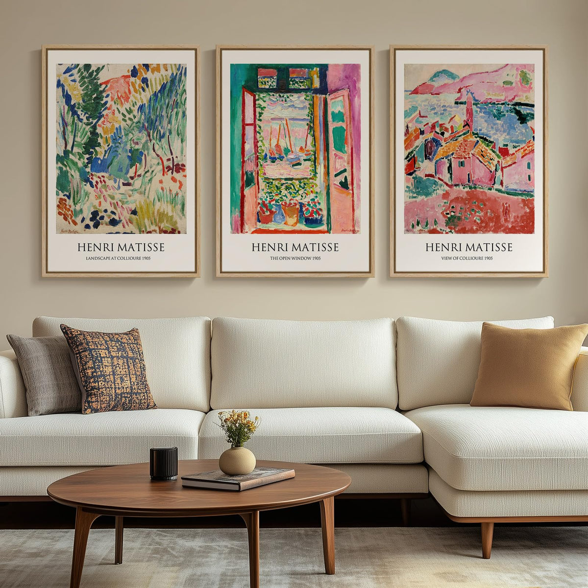 Framed Vintage William Morris Boho Canvas Wall Art for Living Room, 3 Piece
