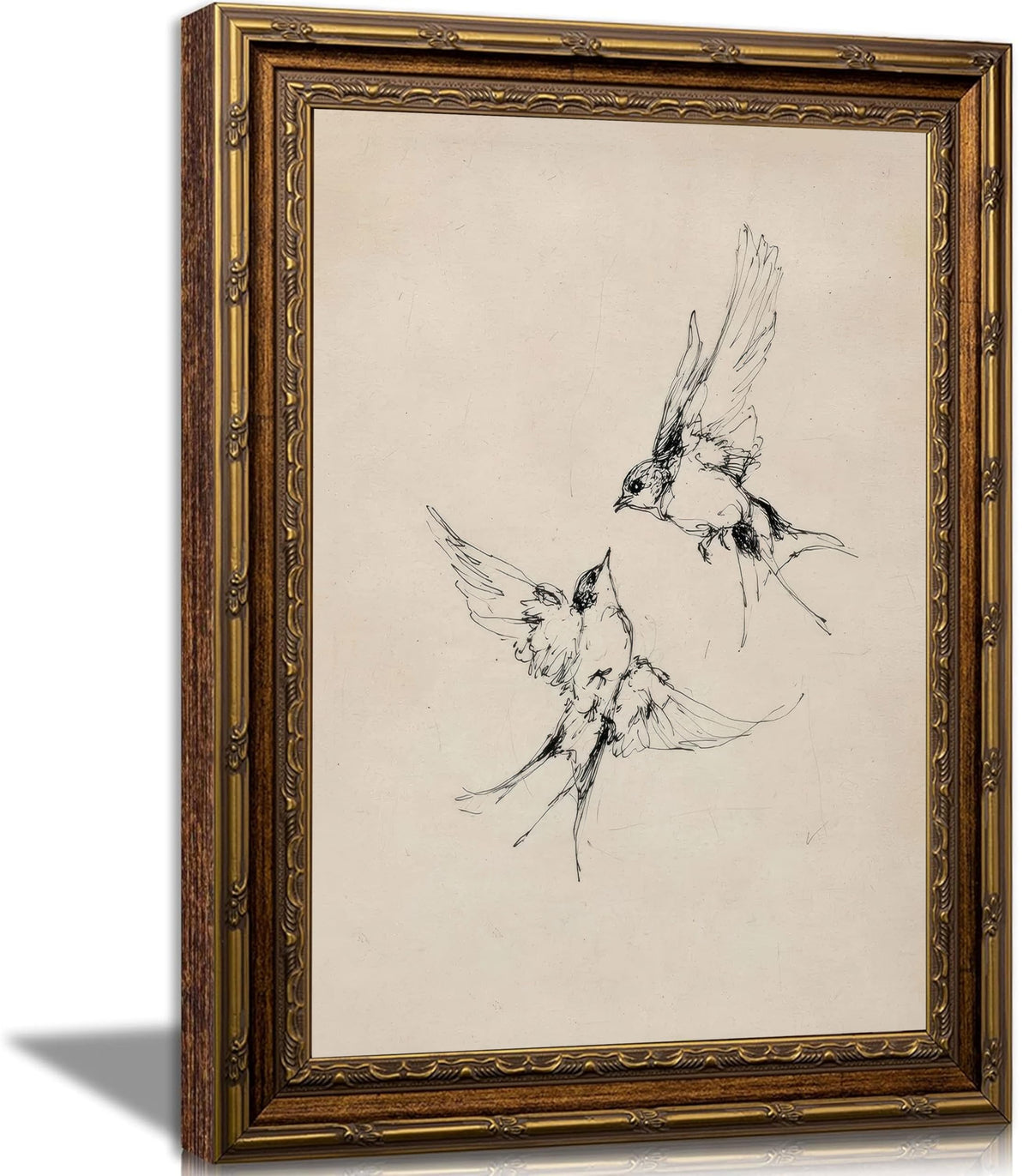 Vintage Framed Landscape Wall Art,Swan Lake canvas print 24" L x 16" W