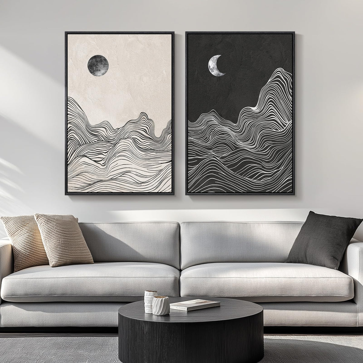 Large Framed Green Abstract Wall Art for Living Room Set of 2, 24x36 In