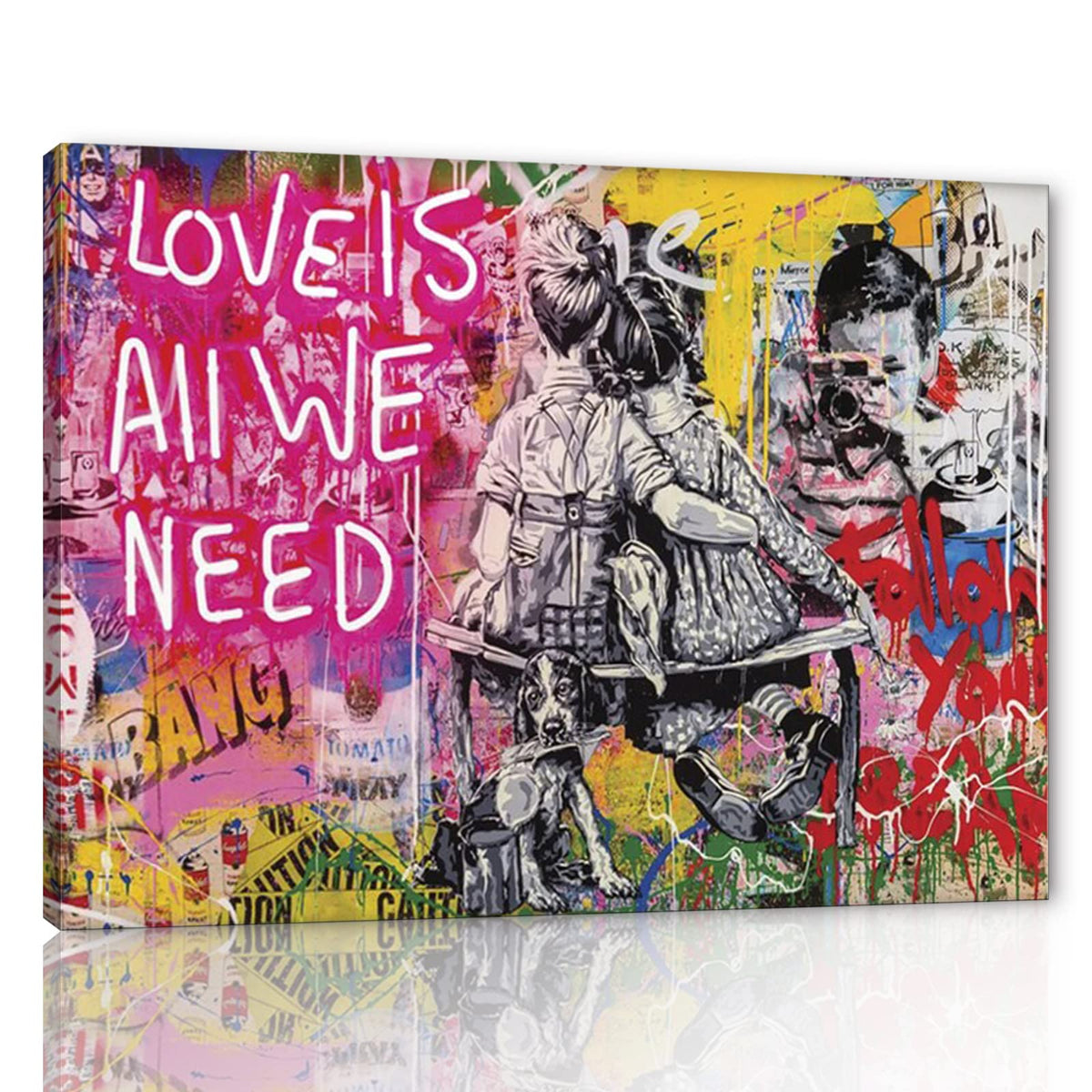 Banksy Wall Art Graffiti Street Giclee Canvas Paintings Poster and Prints Kid Wall Pictures girl Figure Street Picture Artwork Modern Framed Art for Home Wall Decor 24”Wx36”H