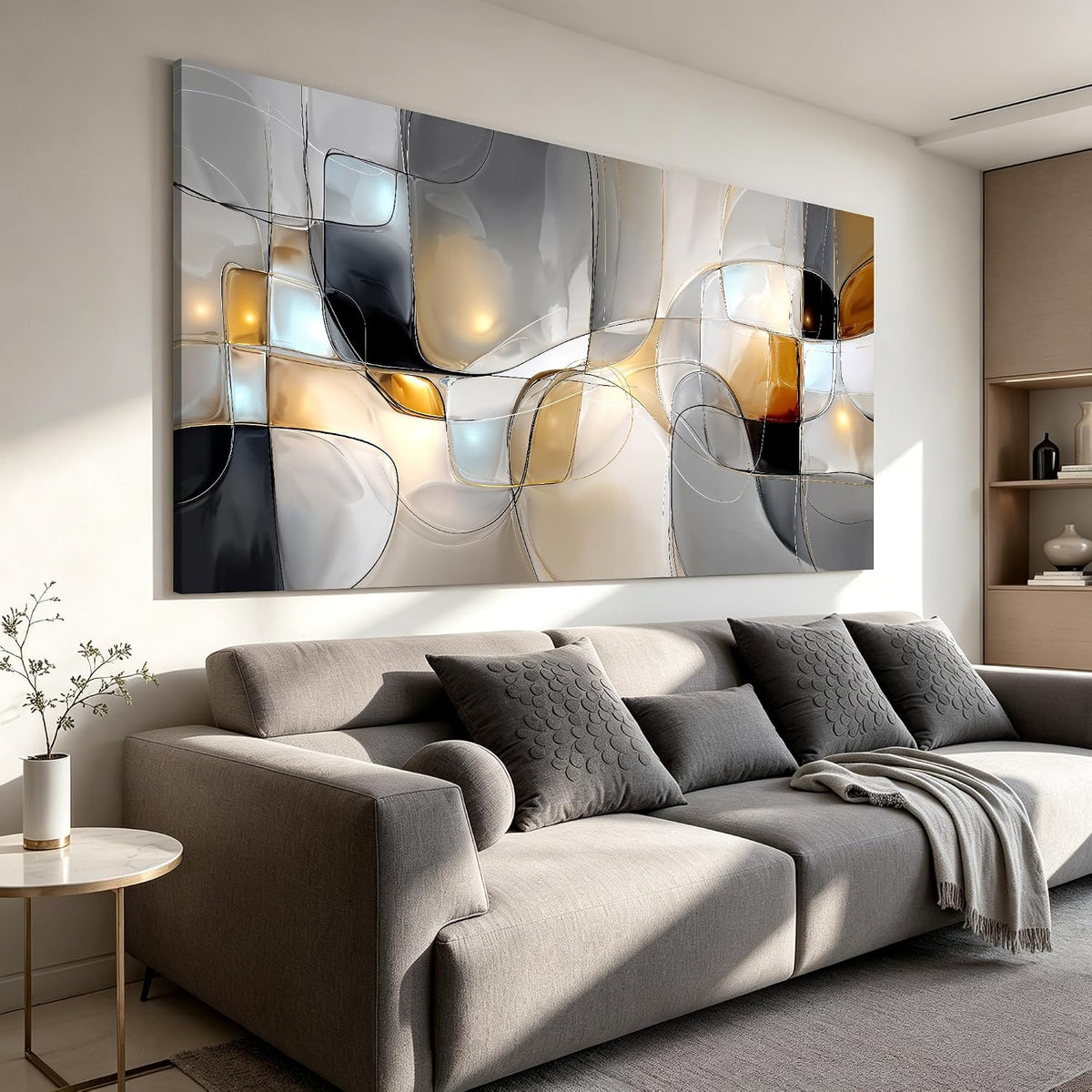 I@U Geometric Abstract Wall Art Decor Modern Gray White Wall Art Prints Canvas Wall Art Decor For Living Room Office Bathroom Kitchen Bedroom Artwork For Walls Decor Canvas Prints 20x40 Inch