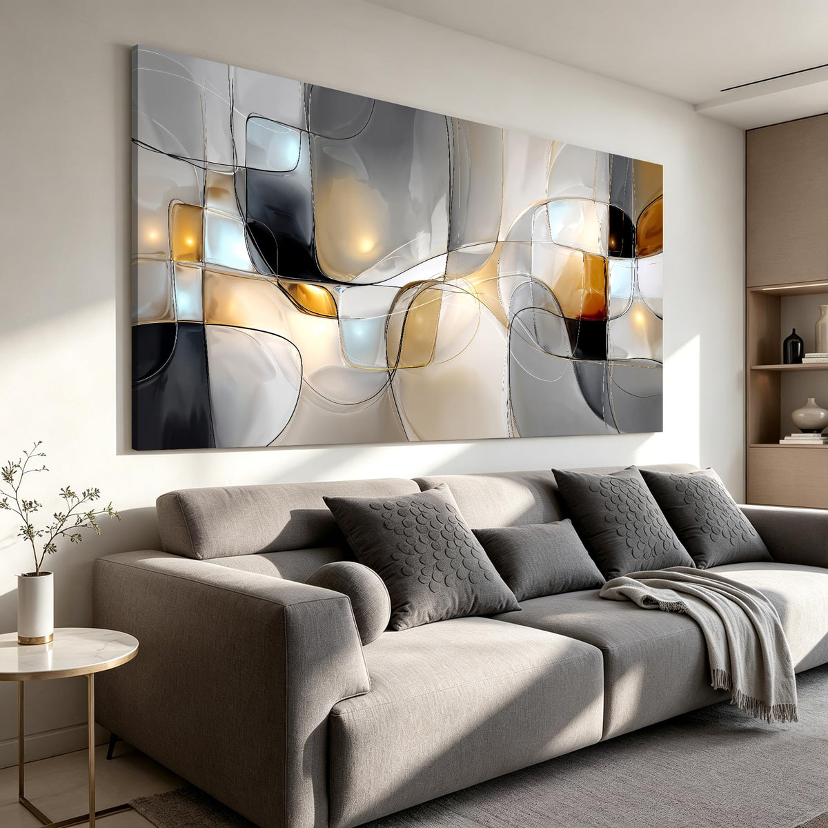 I@U Geometric Abstract Wall Art Decor Modern Gray White Wall Art Prints Canvas Wall Art Decor For Living Room Office Bathroom Kitchen Bedroom Artwork For Walls Decor Canvas Prints 20x40 Inch
