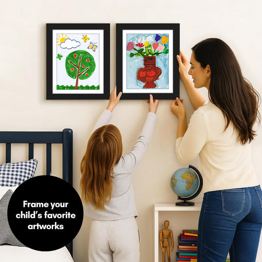Americanflat 8.5x11 Changeable Kids Art Frame 2-Pack - Black