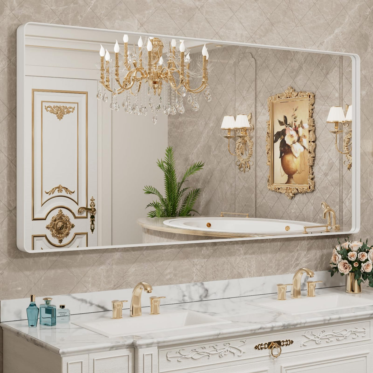 LOAAO 20X16 Inch Black Bathroom Mirror Metal Framed