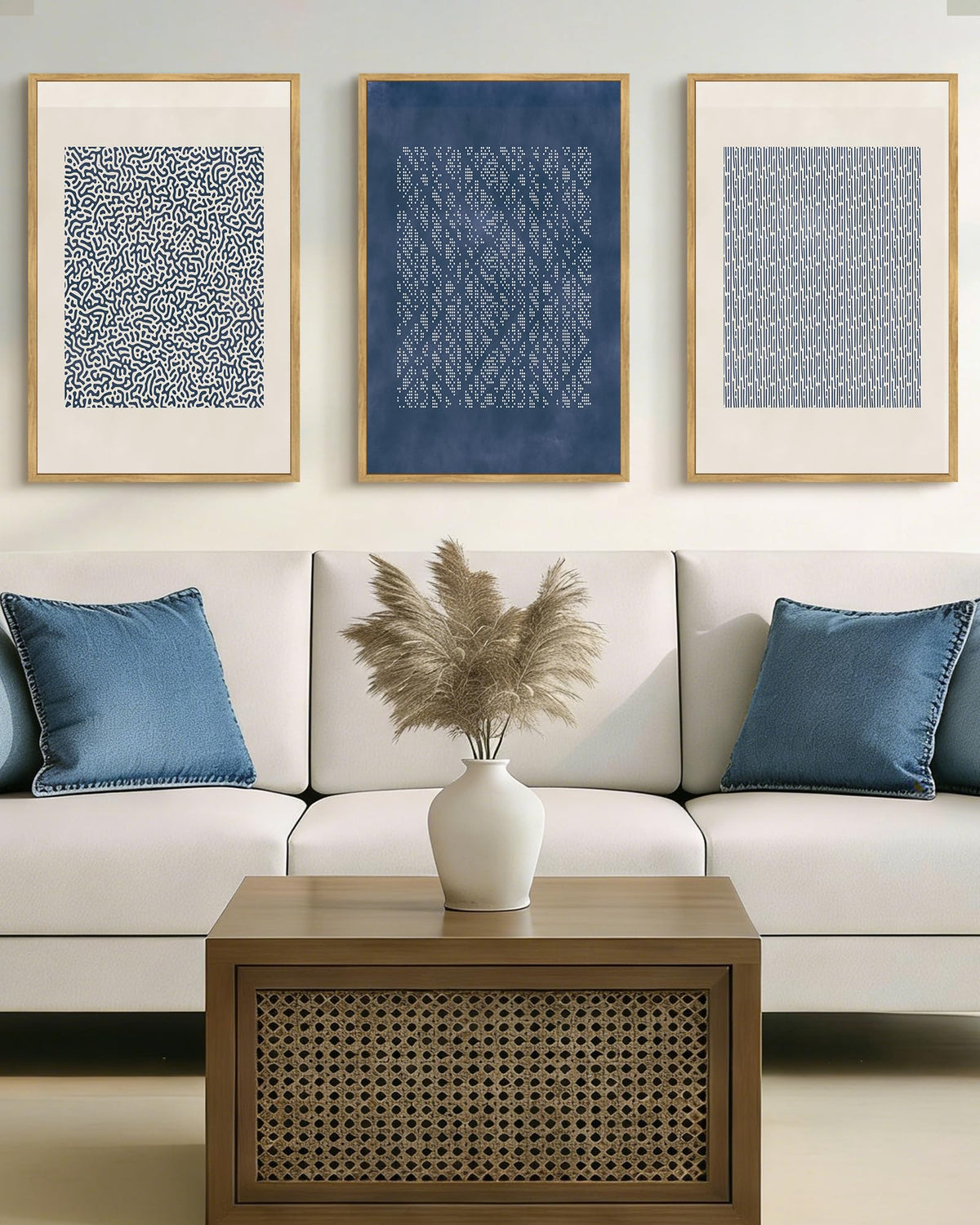 Drsoum Mid-Century Modern Framed Wall Art Minimalist Abstract Boho Neutral Line Wall Decor Geometric Artwork Kitchen Dining Room 11x14in Natural Framed