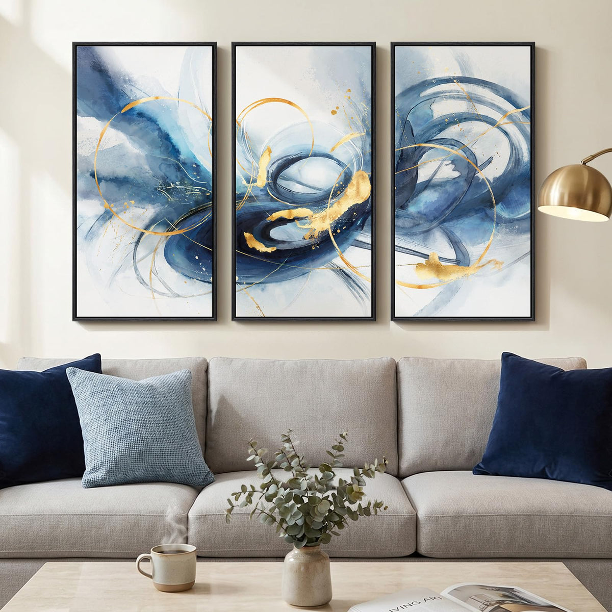 Large Framed Abstract Nature Landscape Wall Art for Living Room, 24x36 In
