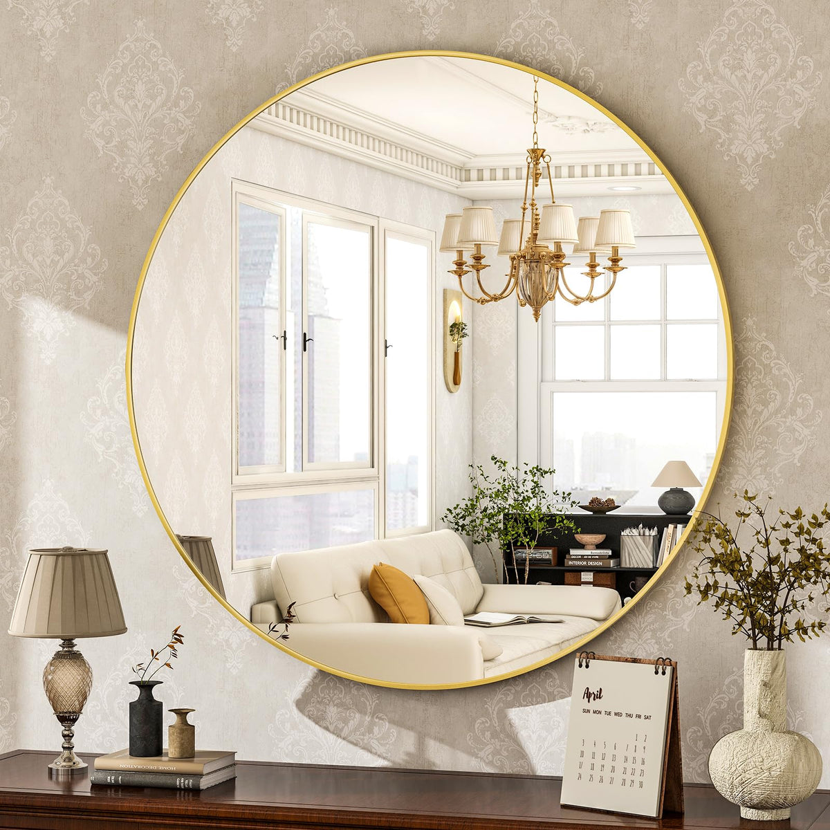 HARRITPURE Round Mirror 30 Gold Wall Mounted Circle Mirrors