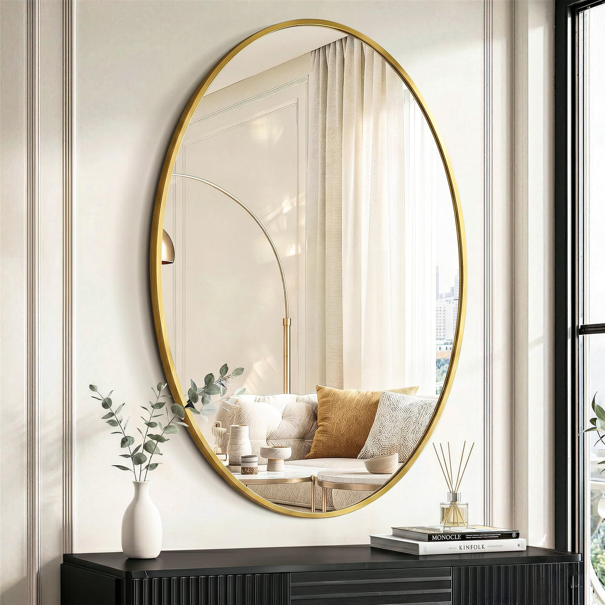 Black Oval Bathroom Mirror for Over Sink, 2 Pack 24"x36" Wall Mirror