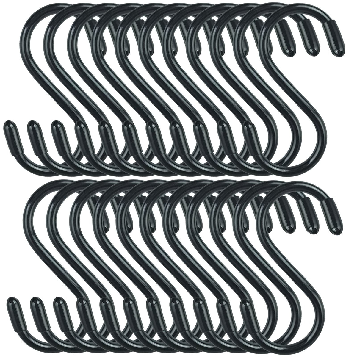 3 Inch Vinyl Coated S Hook,S Hooks for Hanging Plants ,10 Pack Non Slip Heavy Duty S Hooks ,Small Rubber Coated Steel Metal Black Closet S Hook for Hanging Jeans Plants Jewelry Pot Pan Cups Towels