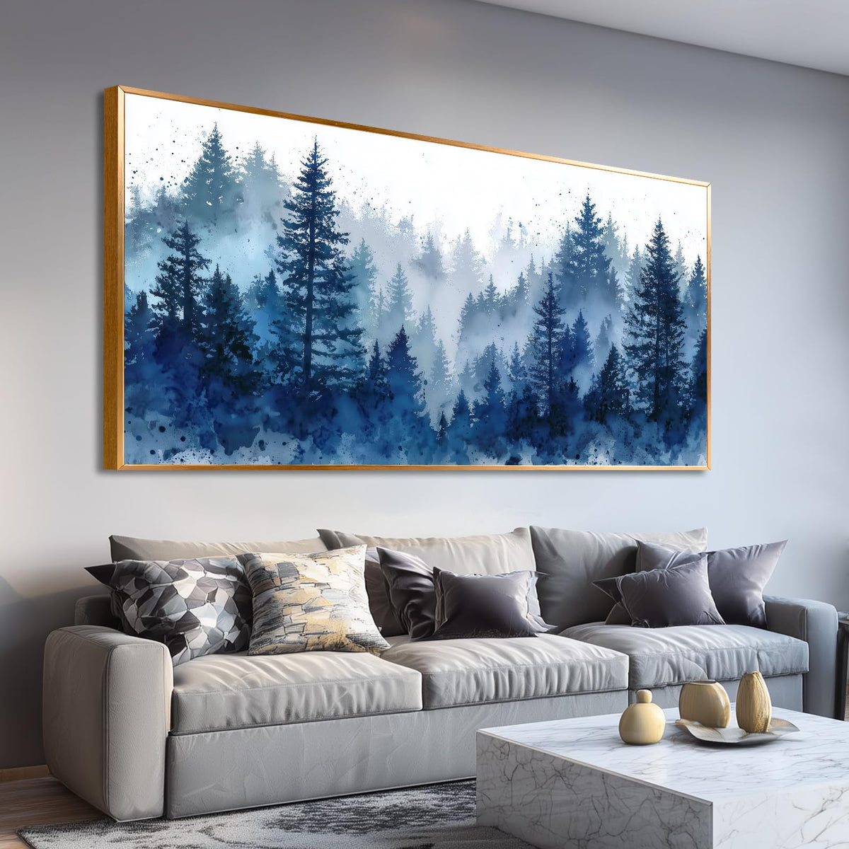 BewDalky Abstract Coastal Beach Wall Art Blue Ocean Waves Canvas Prints Modern Minimalist Landscape Painting Seascape Pictures Artwork for Living Room Bedroom Bathroom Beachy House Wall Decor 20"x40"