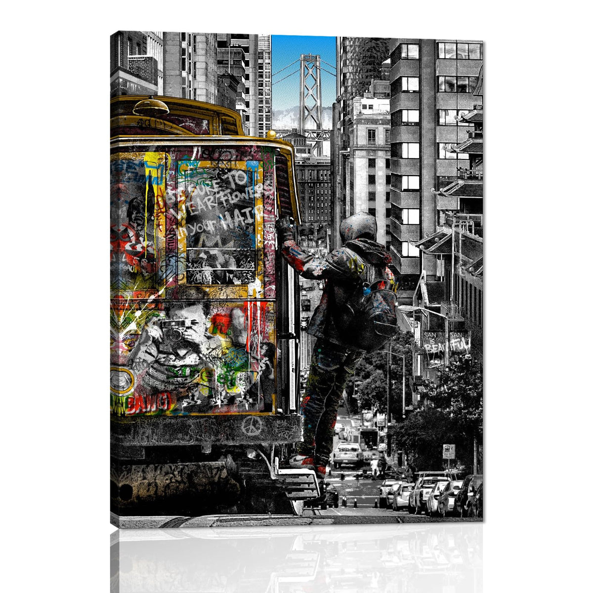 Banksy Wall Art Graffiti Street Giclee Canvas Paintings Poster and Prints Kid Wall Pictures girl Figure Street Picture Artwork Modern Framed Art for Home Wall Decor 24”Wx36”H