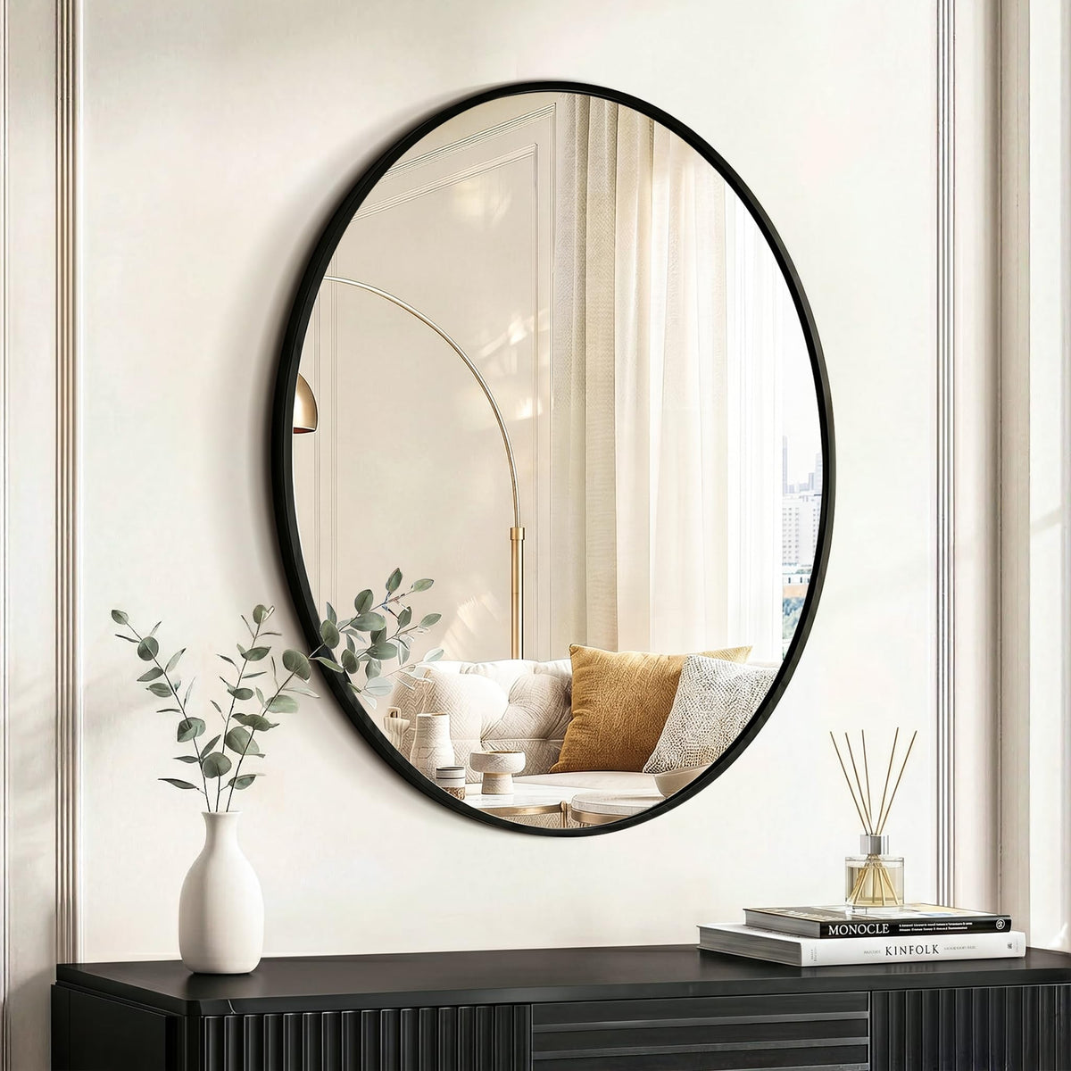 Black Oval Bathroom Mirror for Over Sink, 2 Pack 24"x36" Wall Mirror