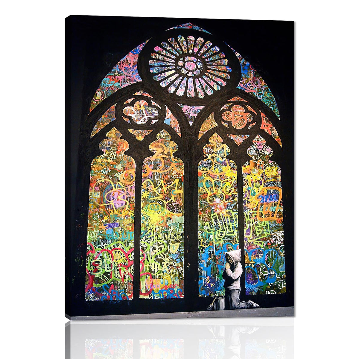 Banksy Wall Art Graffiti Street Giclee Canvas Paintings Poster and Prints Kid Wall Pictures girl Figure Street Picture Artwork Modern Framed Art for Home Wall Decor 24”Wx36”H