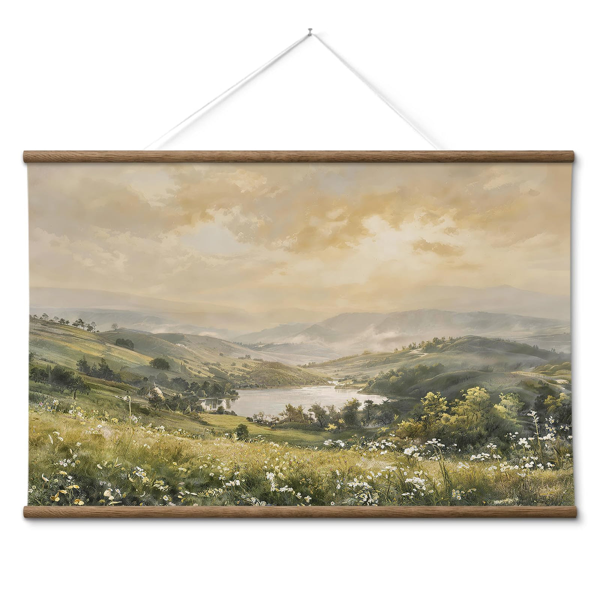 ARPEOTCY Extra Large Vintage Framed Wall Art, Fall Landscape Print, 36x54In