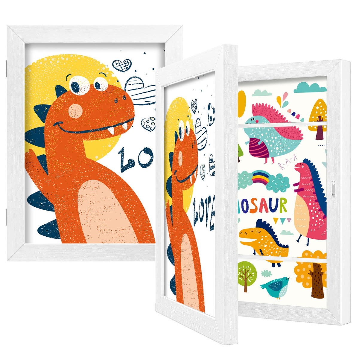 BAIJIALI Black Art Frames for Kids Artwork - Front Opening Holds 150 Drawings, 3D Crafts - 2 Packs 8.5x11 with mat or 9x12 without Mat