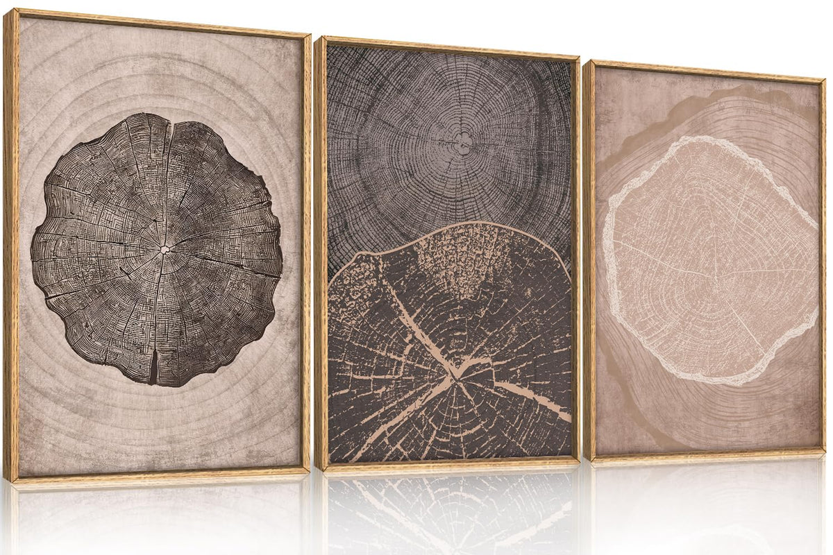 HOURIA Blue White Abstract Neutral Framed Canvas Wall Art Set- 16"x24"x3