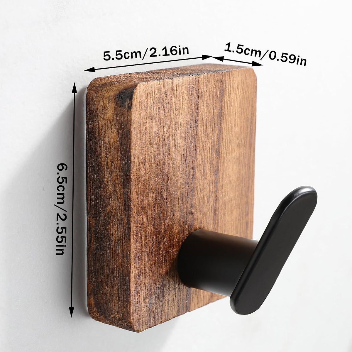 DELITON Towel Hooks for Bathrooms, Wood Decorative Adhesive Hanging Hook