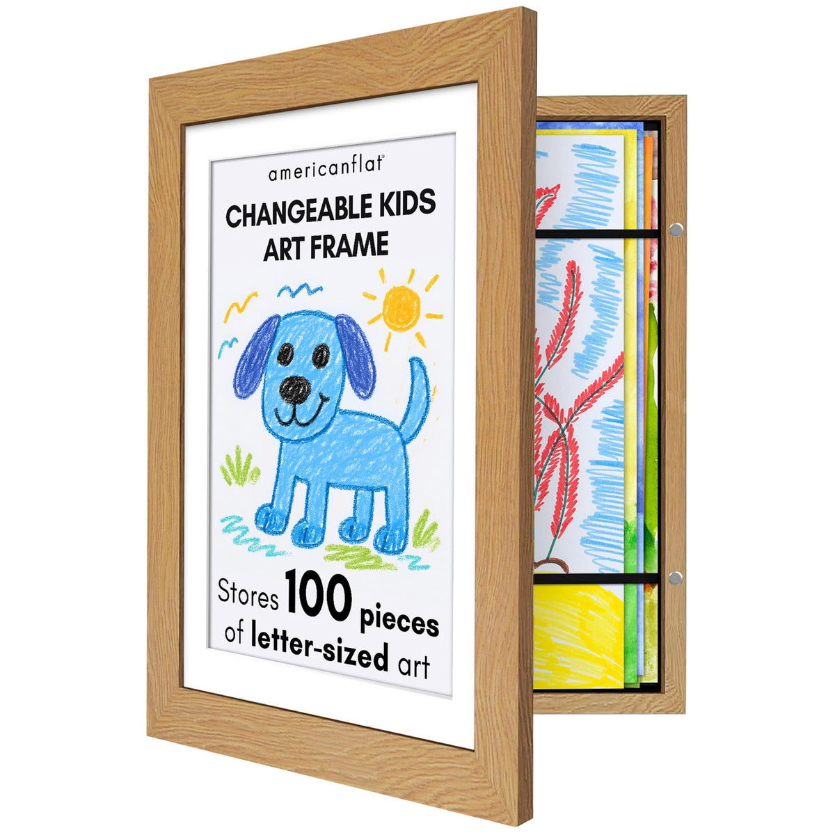 Americanflat 8.5x11 Changeable Kids Art Frame 2-Pack - Black