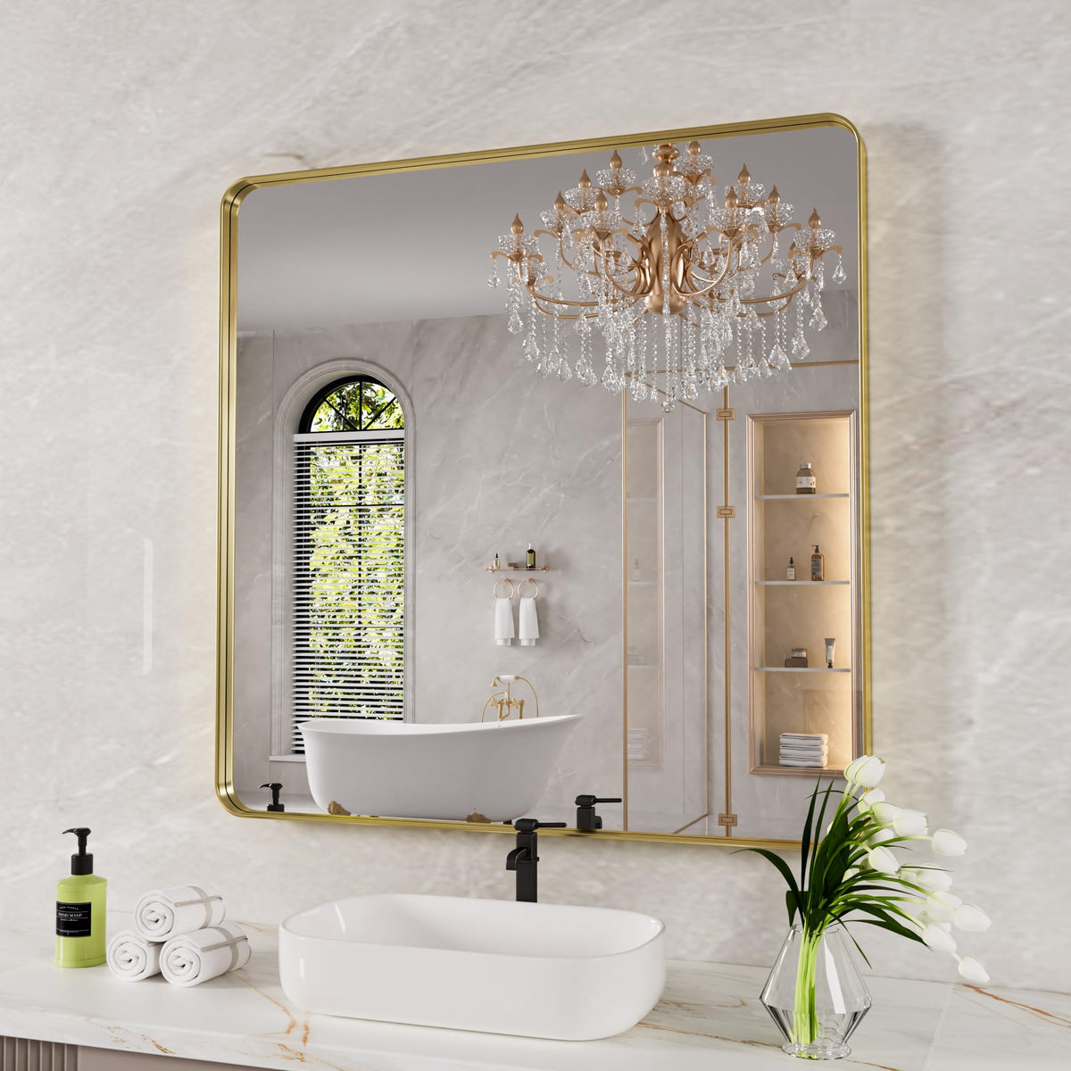 JISOSO 22x30 Inch Black Bathroom Mirror Metal Framed