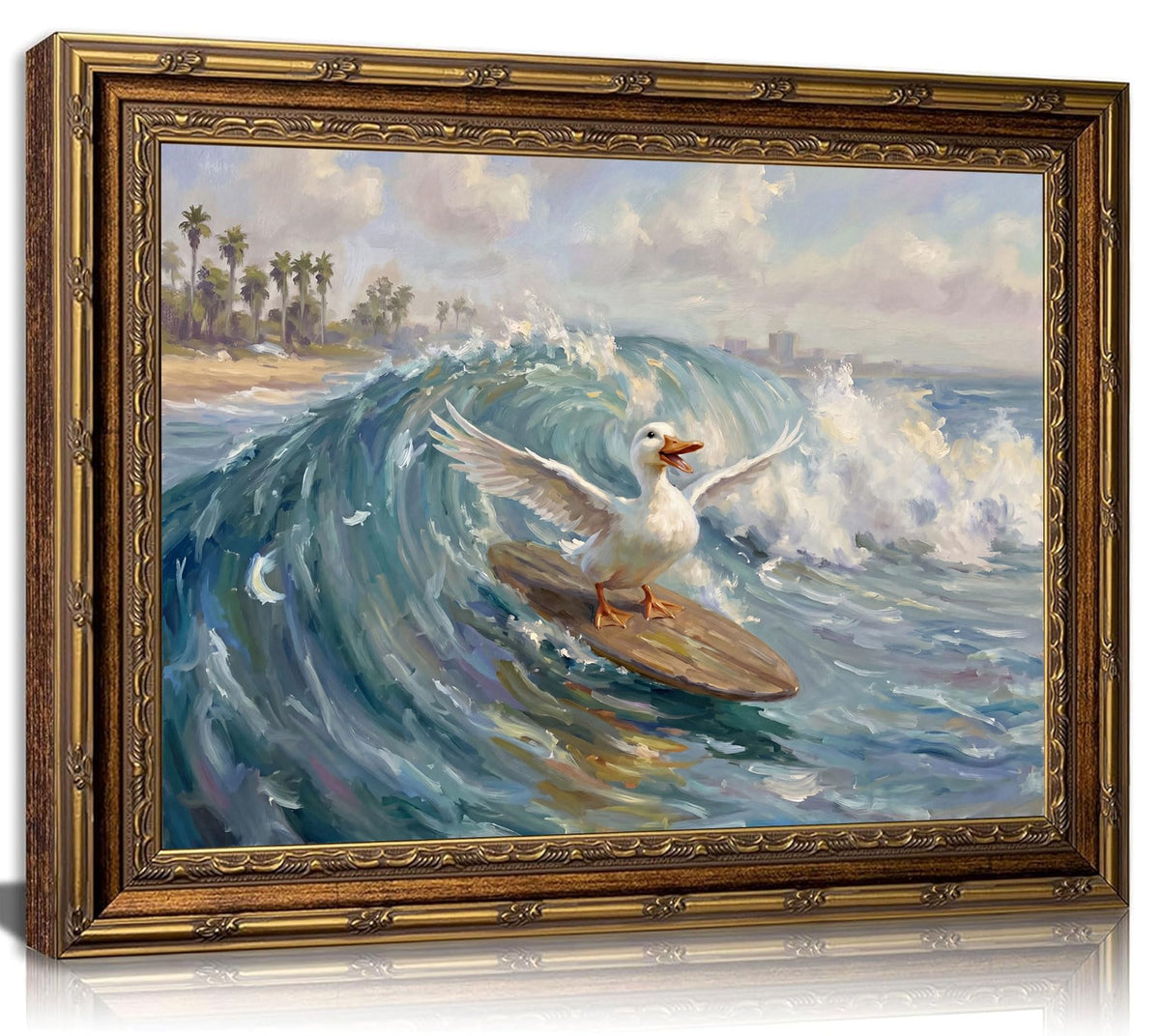 Vintage Framed Landscape Wall Art,Swan Lake canvas print 24" L x 16" W