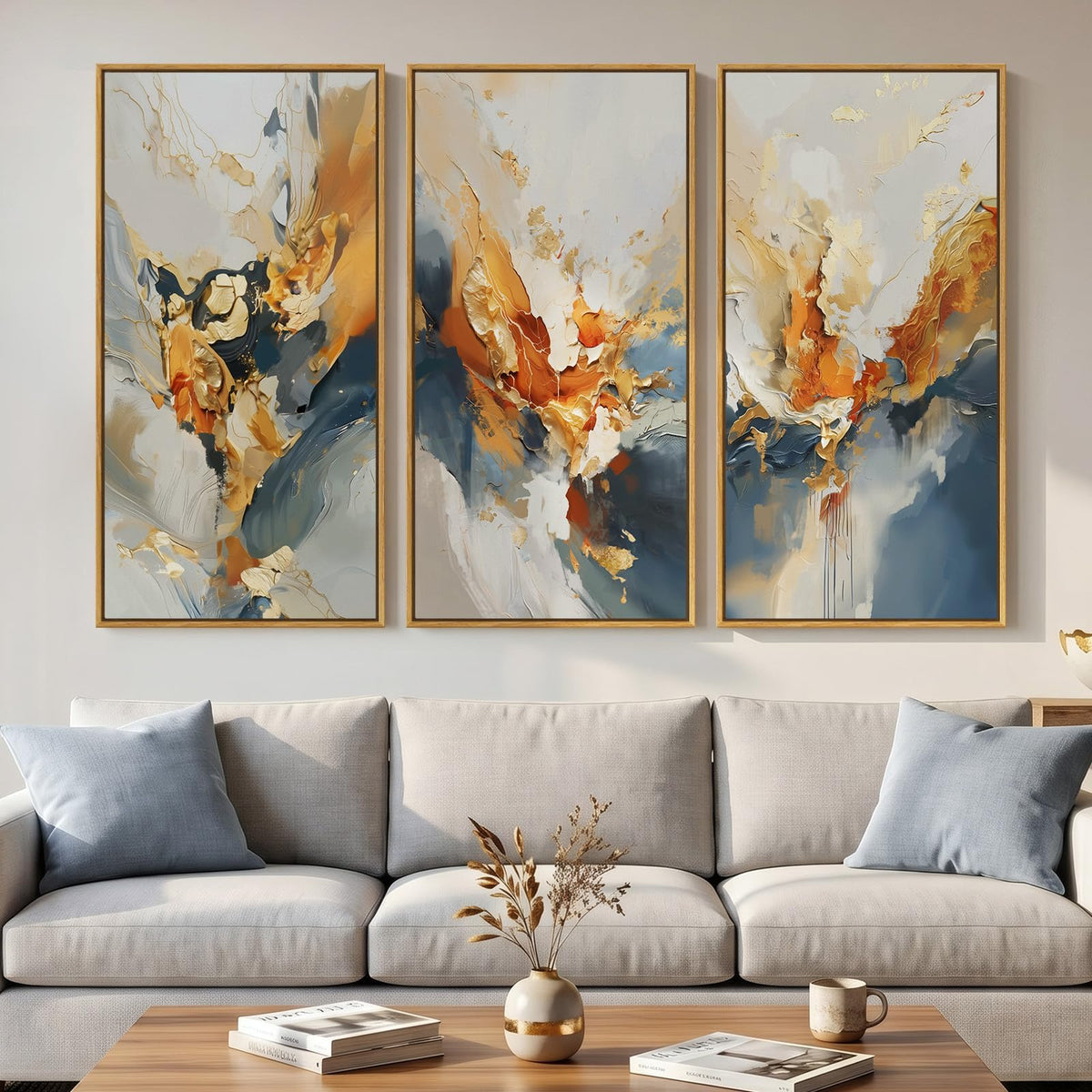 Large Framed Abstract Nature Landscape Wall Art for Living Room, 24x36 In