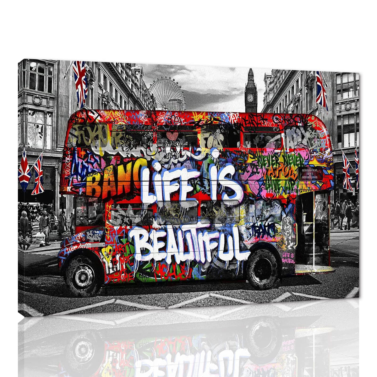 Banksy Wall Art Graffiti Street Giclee Canvas Paintings Poster and Prints Kid Wall Pictures girl Figure Street Picture Artwork Modern Framed Art for Home Wall Decor 24”Wx36”H