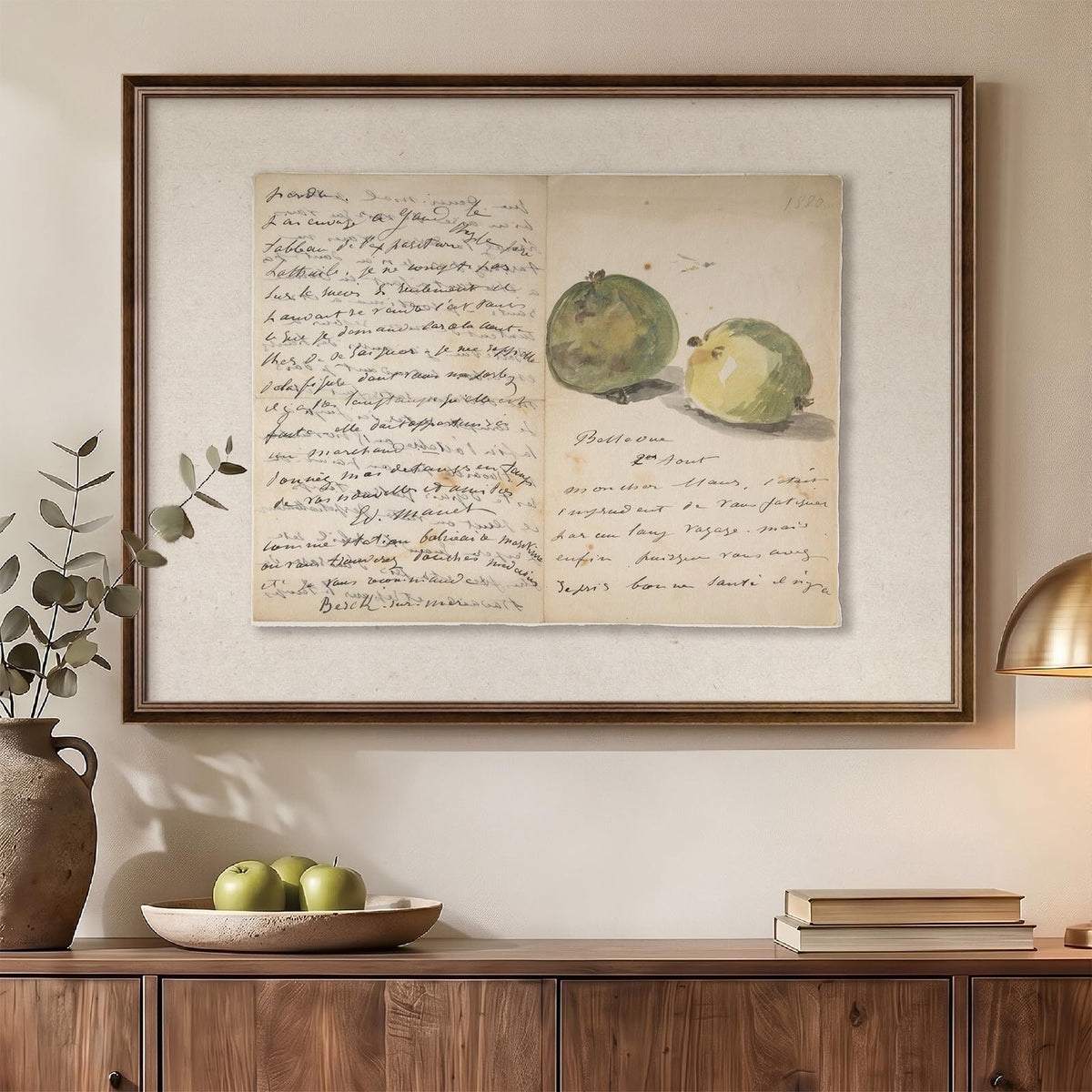 Framed Vintage Neutral Rustic Botanical Bird Chinoiserie wall art, 24x36 In