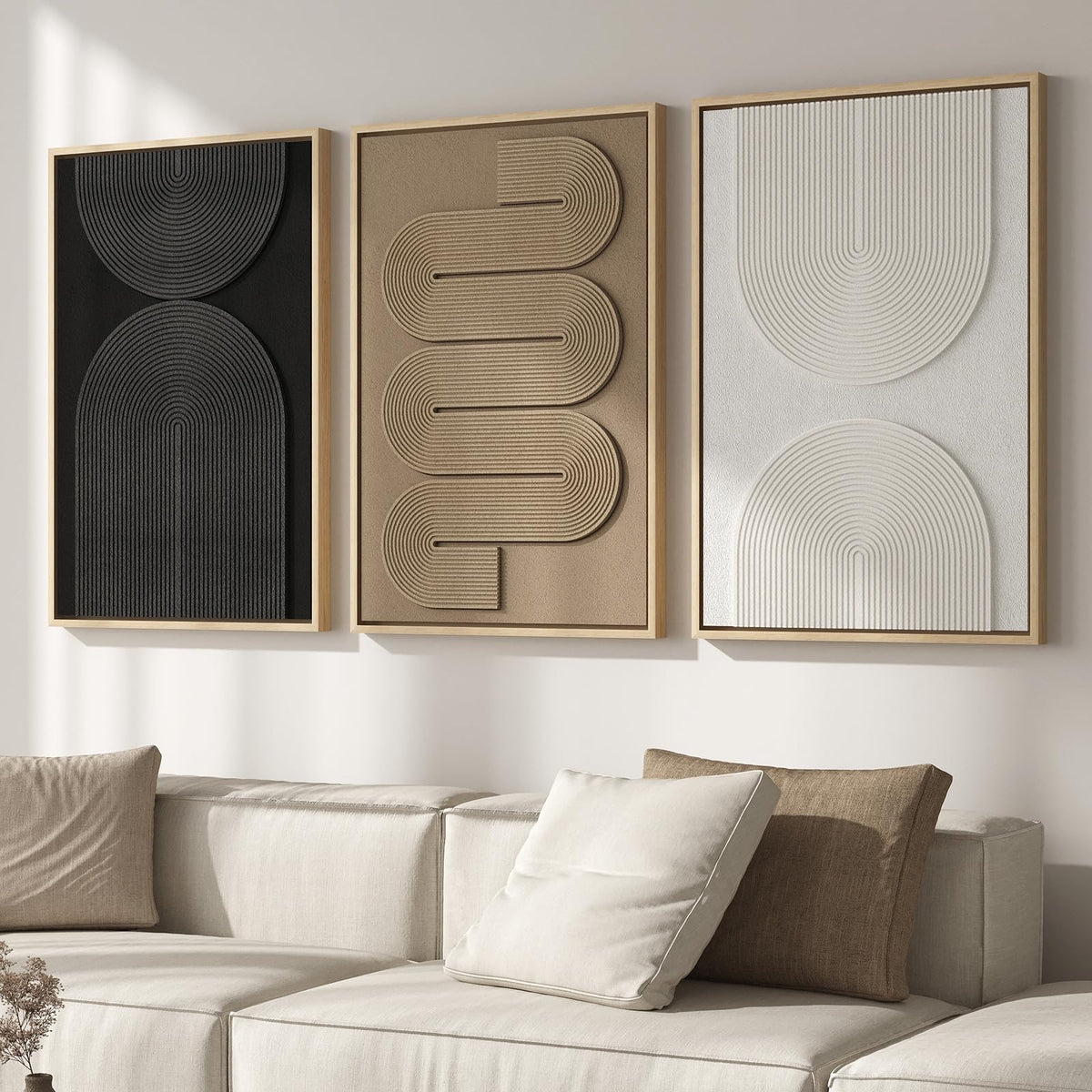 Large Framed Blue Abstract Wall Art for Living Room, Modern 3D Artwork
