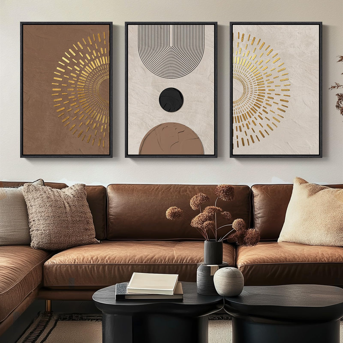 Framed Modern Minimalist Neutral Abstract Wall Art, Set of 3, Each 16x24 In