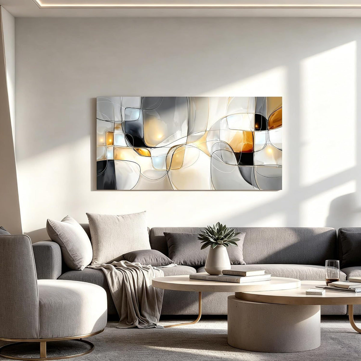 I@U Geometric Abstract Wall Art Decor Modern Gray White Wall Art Prints Canvas Wall Art Decor For Living Room Office Bathroom Kitchen Bedroom Artwork For Walls Decor Canvas Prints 20x40 Inch