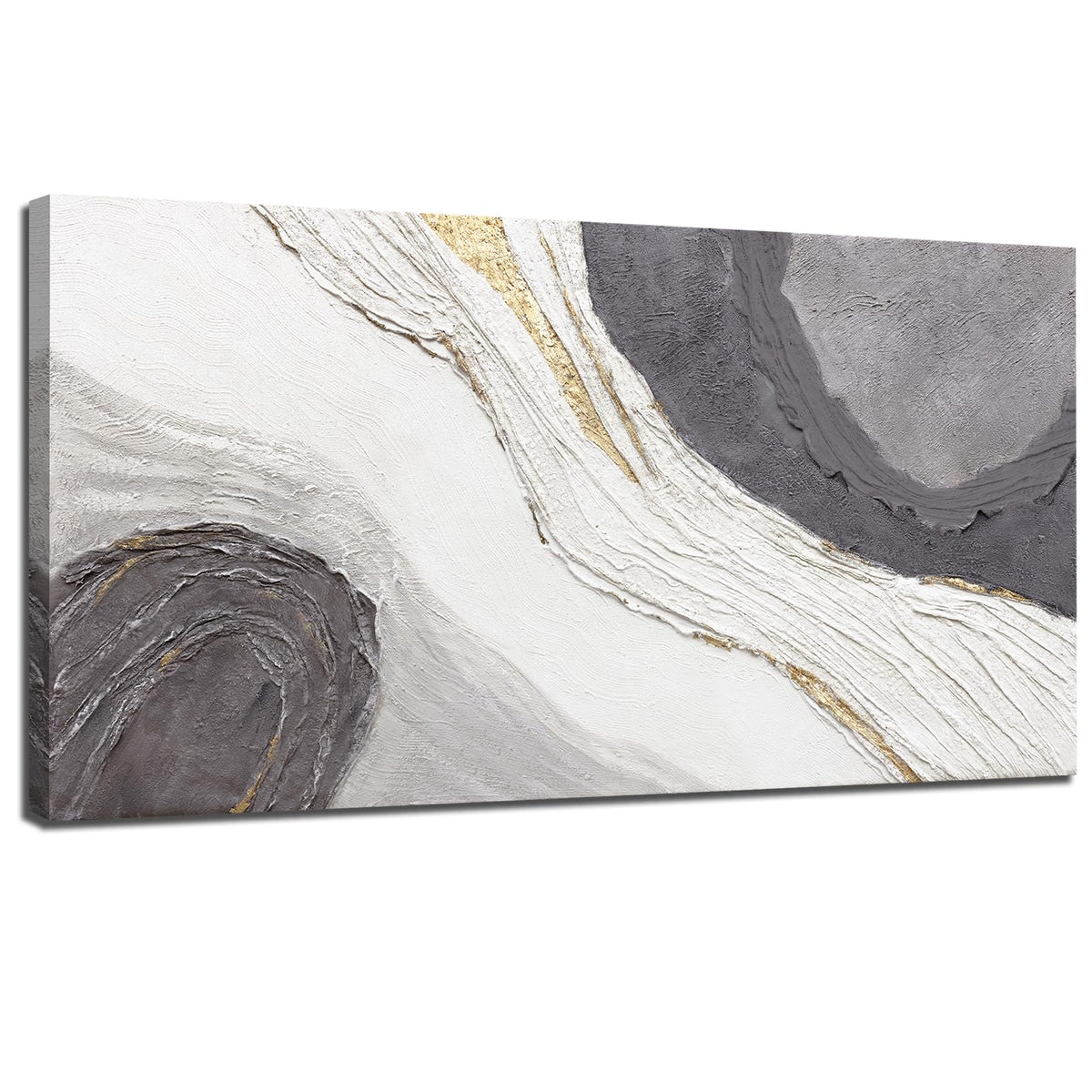 Framed Minimalist Wall Art Large Abstract Wall Decor White Artwork Gold Line Art for Bedroom Canvas Paintings for Living Room Office 29x58 Inch