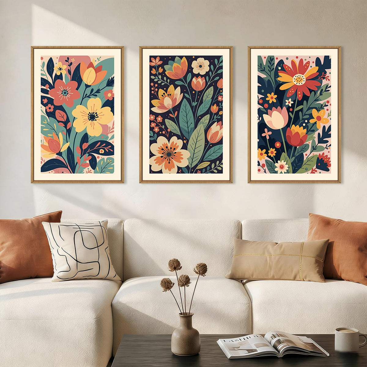 KAIRNE Neutral Abstrcat Landscape Framed Canvas Wall Art Set-40"x20"x1