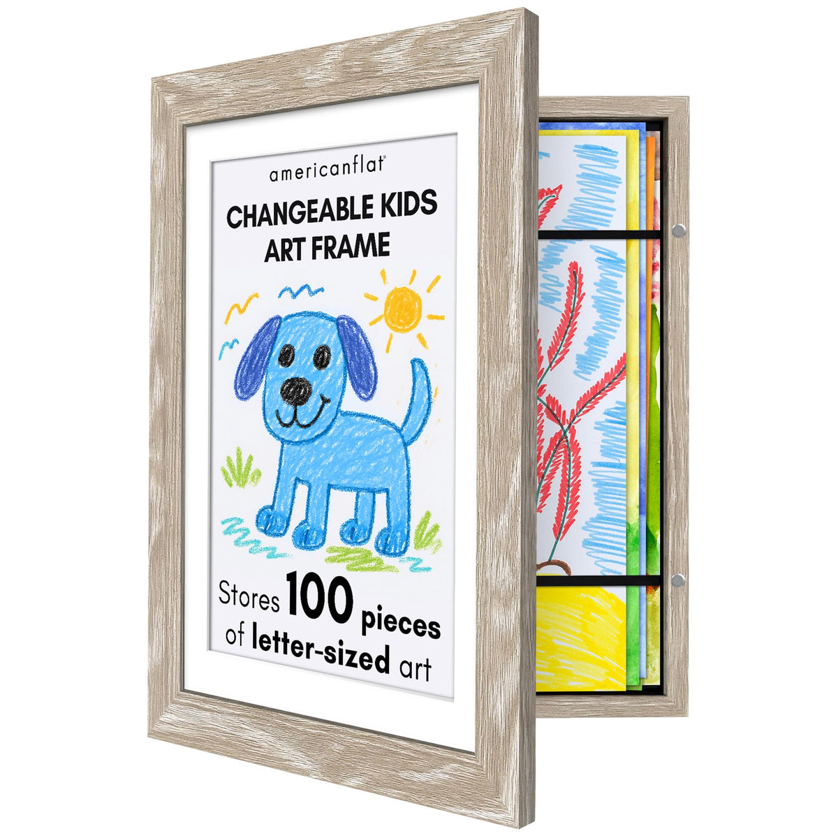 Americanflat 8.5x11 Changeable Kids Art Frame 2-Pack - Black