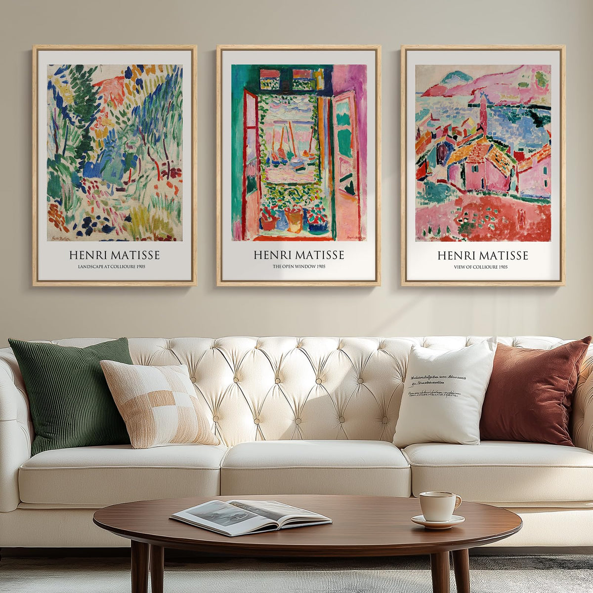 Framed Vintage William Morris Boho Canvas Wall Art for Living Room, 3 Piece