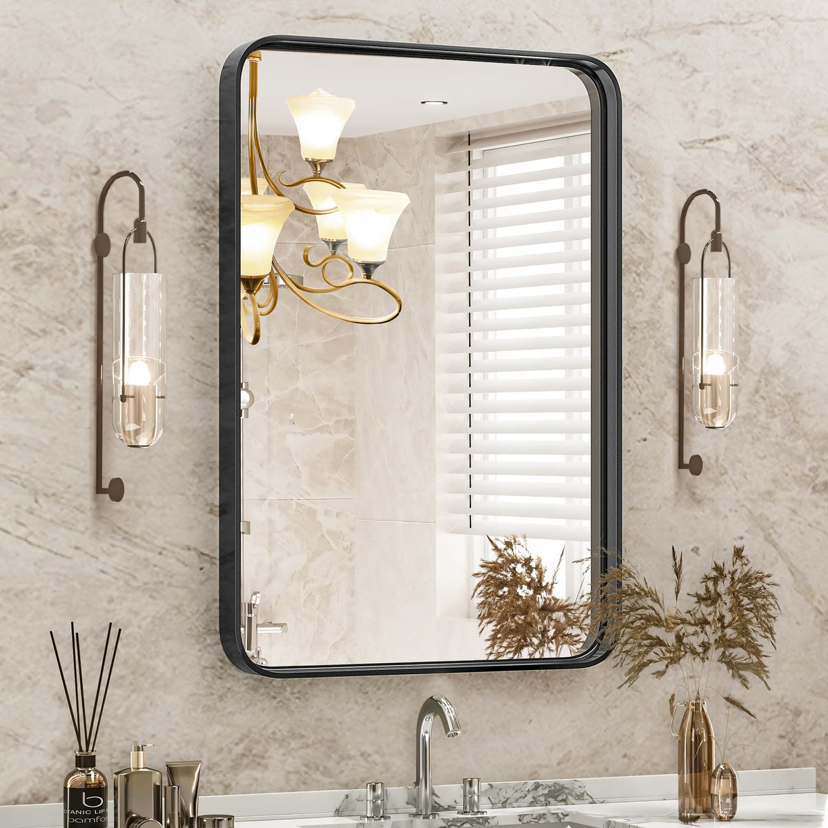 Sweetcrispy Round Bathroom Wall Mirror, Vanity Mirror, 20 Inch