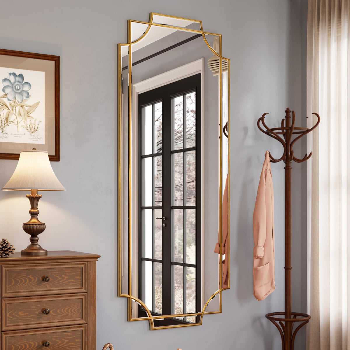 Kelly Miller 32"x48" Gold Foil Scalloped Edge Decorative Vanity Wall Mirror