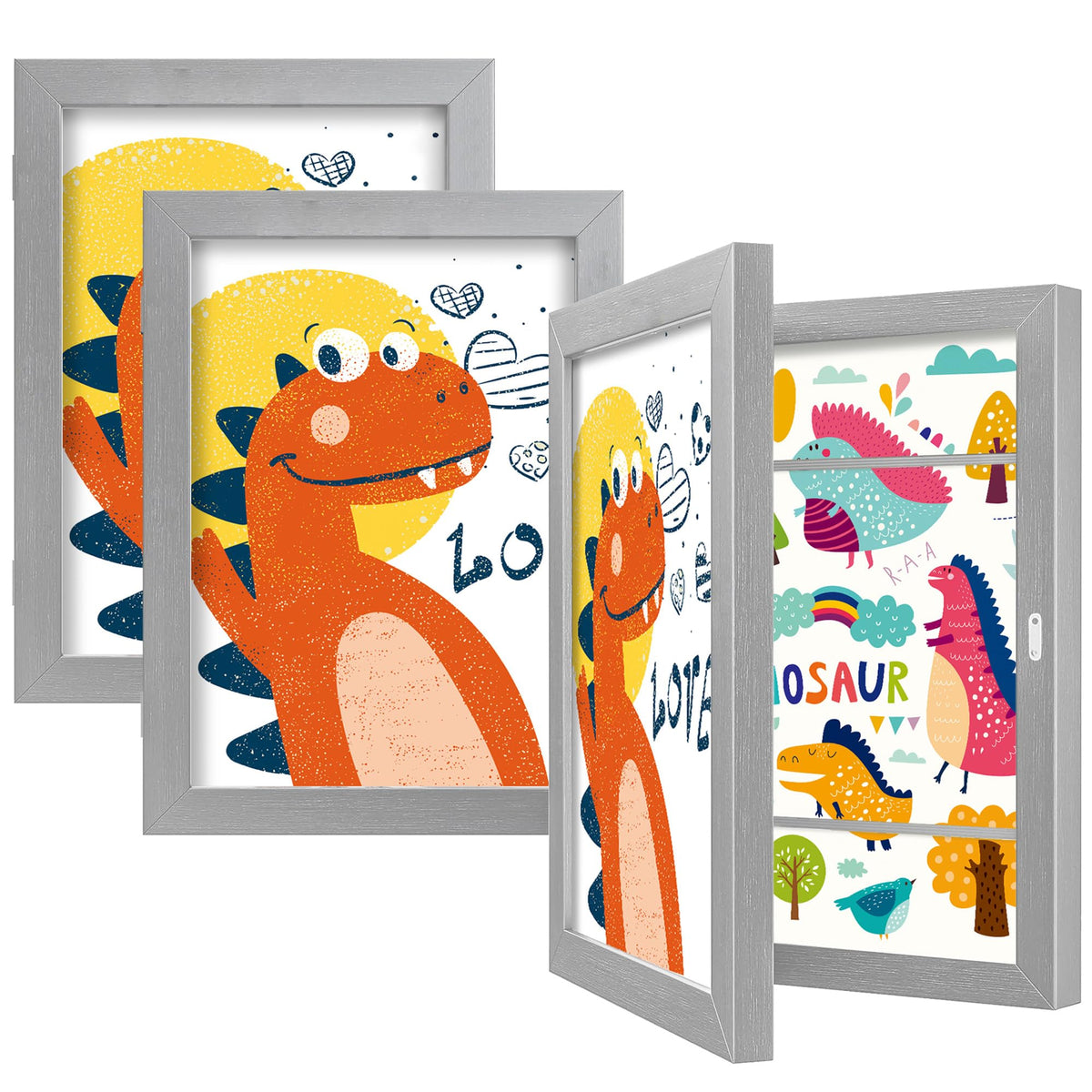 BAIJIALI Black Art Frames for Kids Artwork - Front Opening Holds 150 Drawings, 3D Crafts - 2 Packs 8.5x11 with mat or 9x12 without Mat