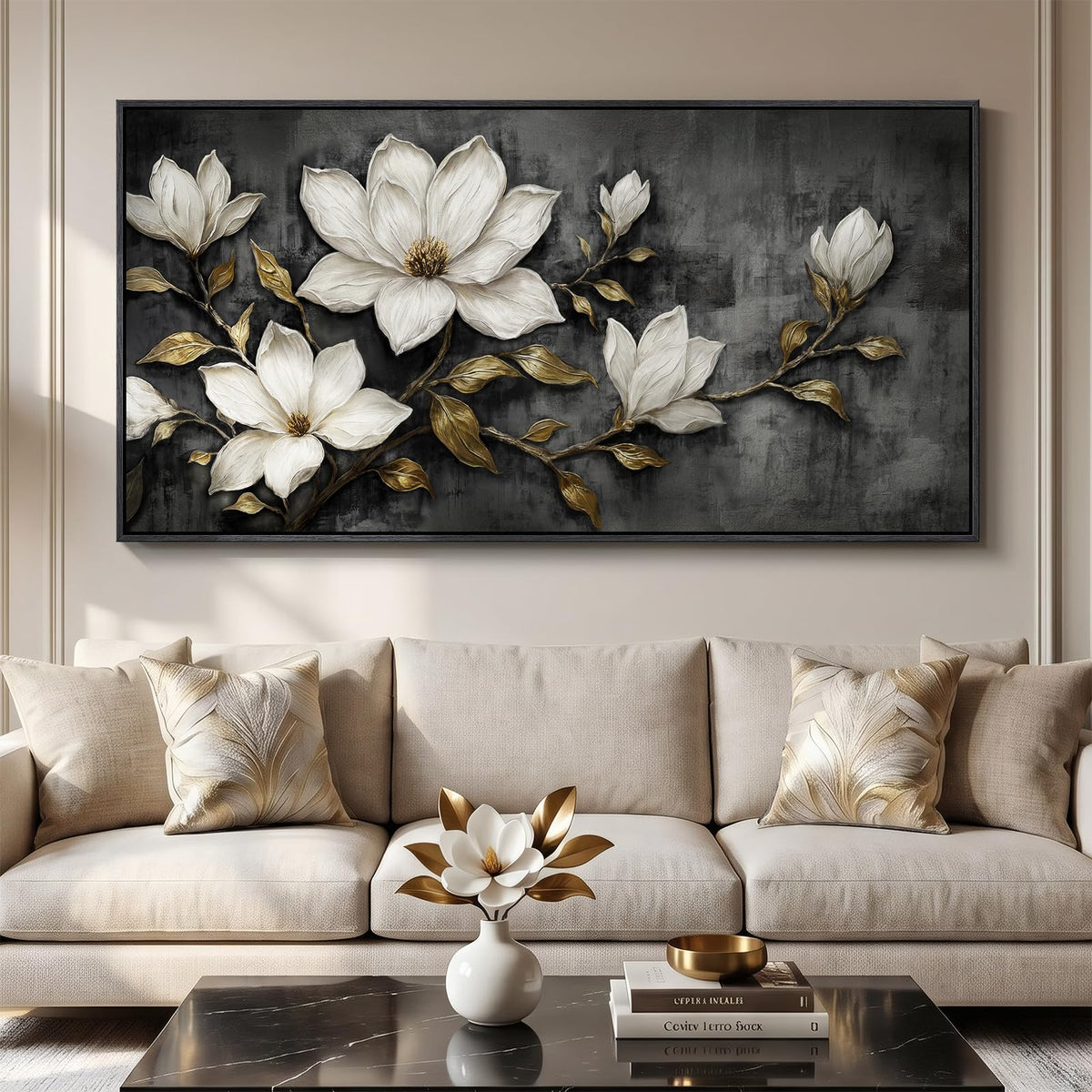 Framed Vintage Neutral Tree of Life Wall Art for Living Room, 20x40 In
