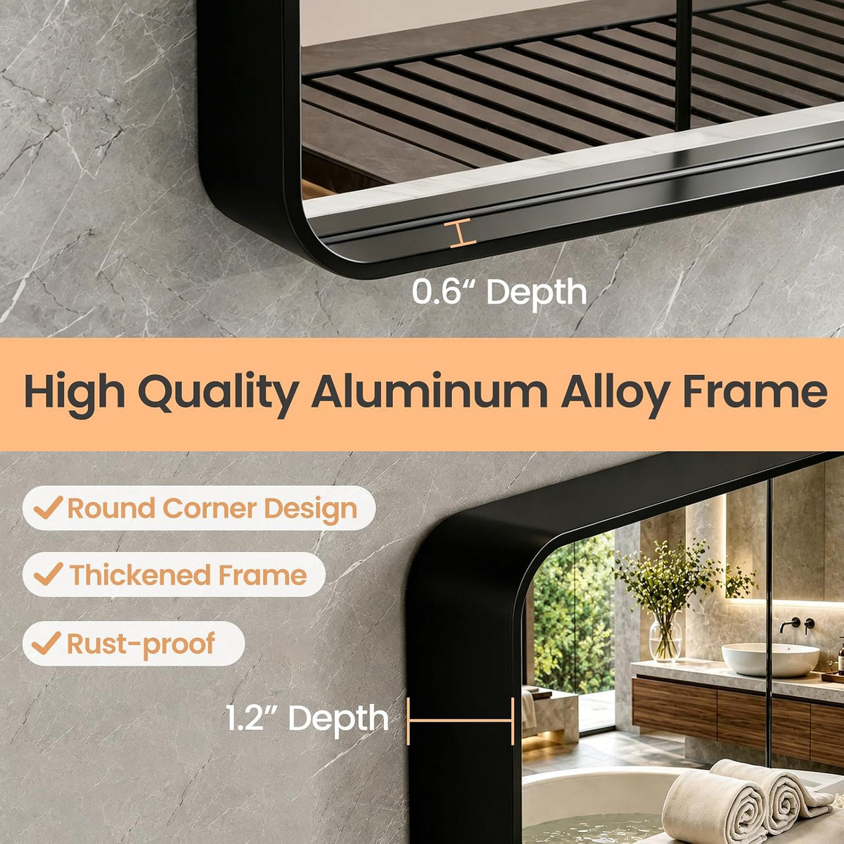 JISOSO 22x30 Inch Black Bathroom Mirror Metal Framed