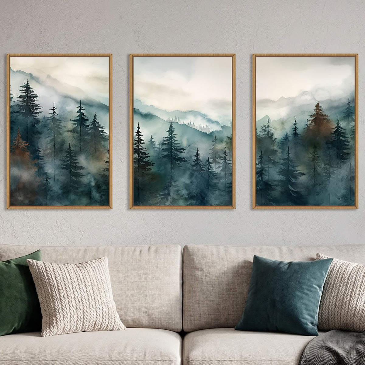 KAIRNE Neutral Abstrcat Landscape Framed Canvas Wall Art Set-40"x20"x1