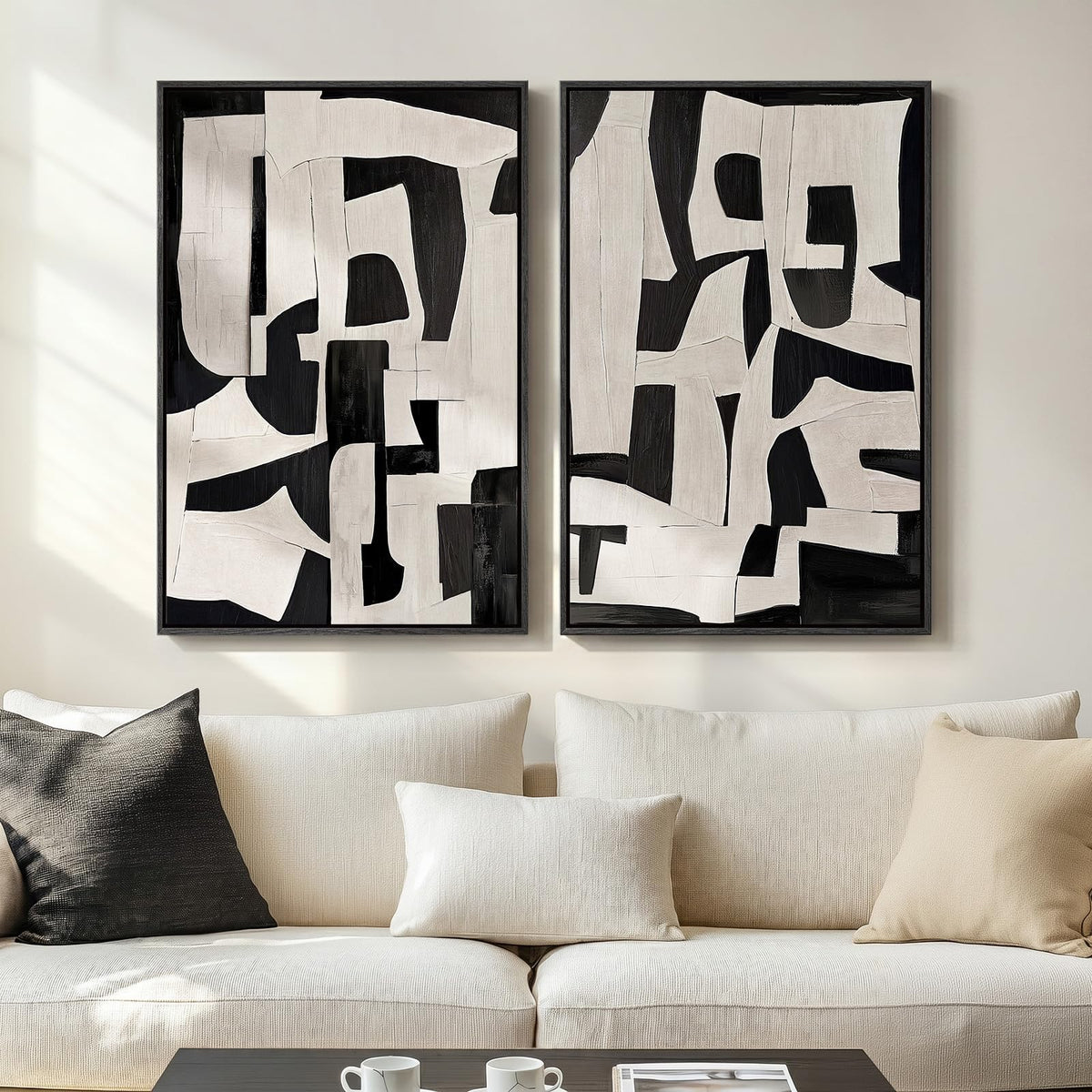 Large Framed Green Abstract Wall Art for Living Room Set of 2, 24x36 In