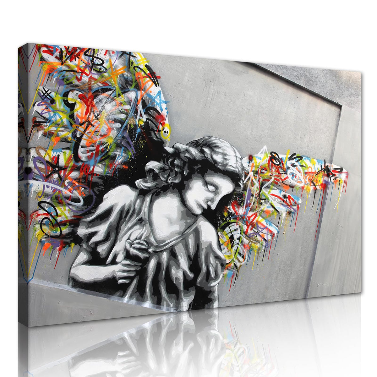Banksy Wall Art Graffiti Street Giclee Canvas Paintings Poster and Prints Kid Wall Pictures girl Figure Street Picture Artwork Modern Framed Art for Home Wall Decor 24”Wx36”H