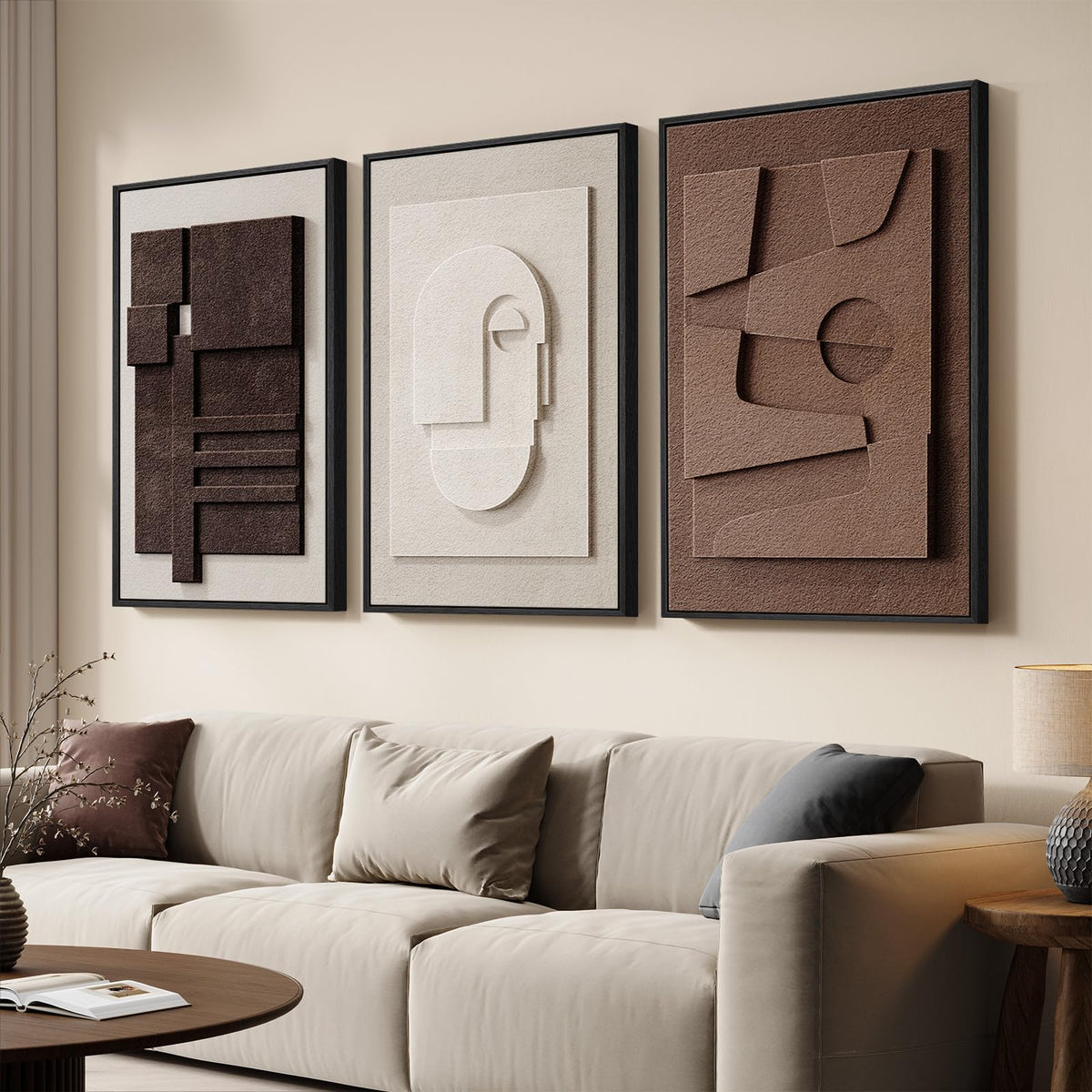 Large Framed Blue Abstract Wall Art for Living Room, Modern 3D Artwork