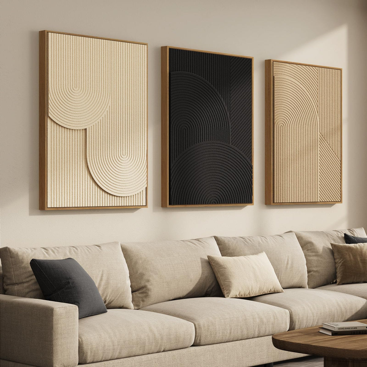 Large Wood Abstract Wall Art for Living Room, Modern 3D Artwork for Walls